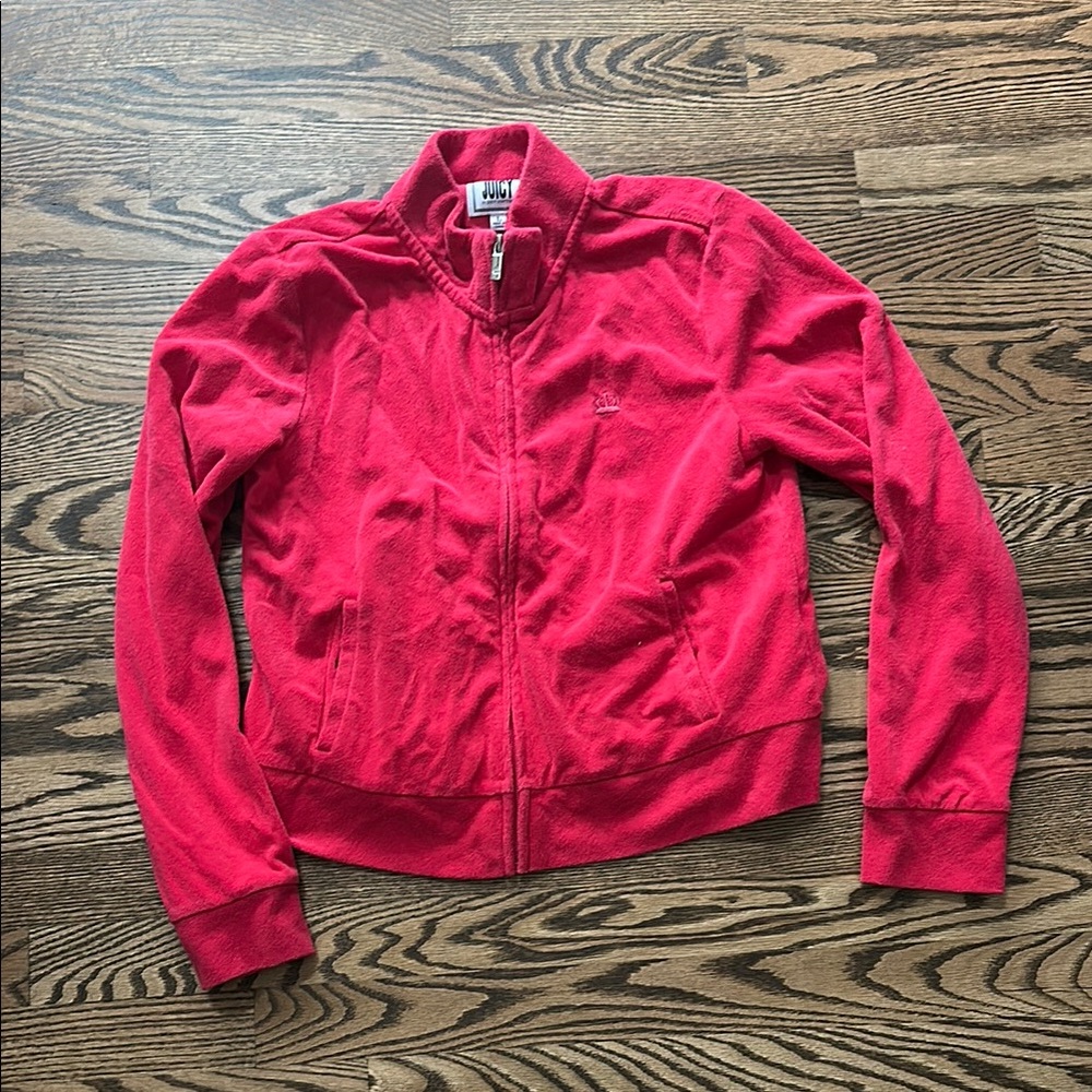 Juicy couture Women's Pink Full-Zip Jacket Sz L Terry Cloth